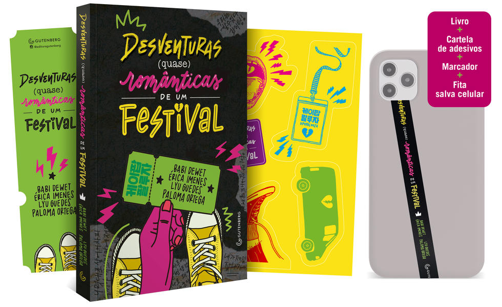 Desventuras (quase) românticas de um festival (Edição especial com brindes), livro de Babi Dewet, Érica Imenes, Lyu Guedes, Paloma Ortega