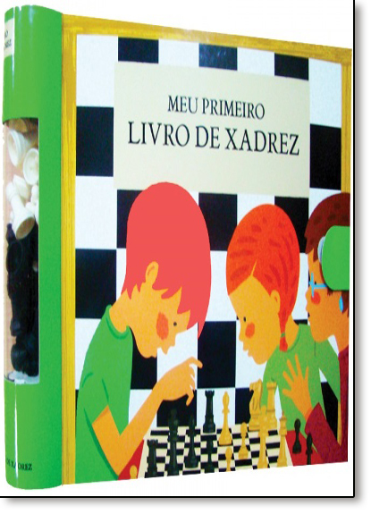 livro de xadrez infantil com peças