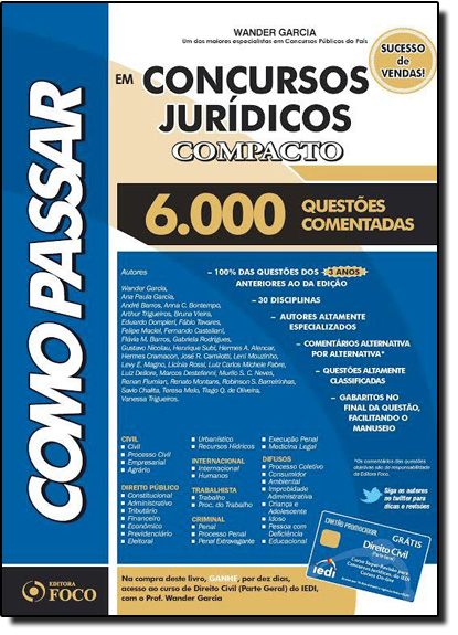 Como Passar em Concursos Jurídicos Compacto - 6.000 Questões Comentadas, livro de Wander Garcia
